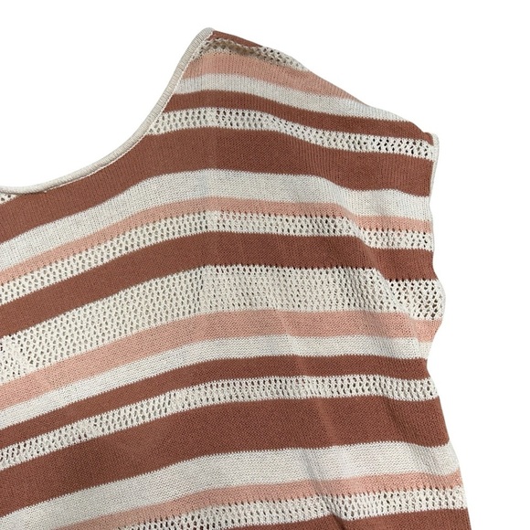 Anthropologie Brown Tan Striped Side Tie Cotton Poncho Top Womens OS - Picture 4 of 8